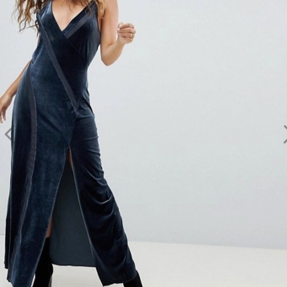 Free People Dresses & Skirts - New Free People Spliced Velvet Maxi Dress Size L